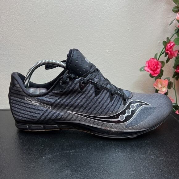 Saucony Vendetta 2 Track & Field Spikes Men’s 10 Gray Black Racing Shoes ? main image 10